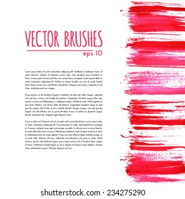 Vector red brushes on white background