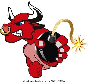 vector red bull very angry with bomb