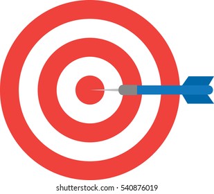 Vector red bullseye and blue dart is in the center.