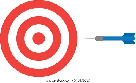 Vector red bullseye and blue dart.