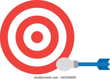 Vector red bullseye and grey light bulb dart is in the side.