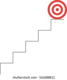 Vector red bullseye target on top of stairs.