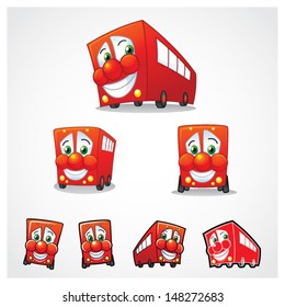 Vector Red Bus Mascot