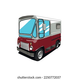 Vector of red bus on the road