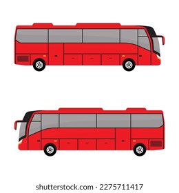 vector red bus tourism illustration