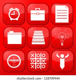 Vector red business app icon set. Eps10