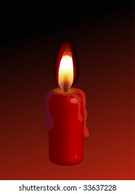 Vector red candle behind the black background