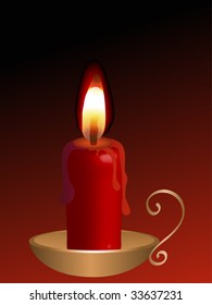 Vector red candle behind the black background