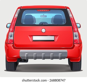 Vector red Car - Back view - visible interior