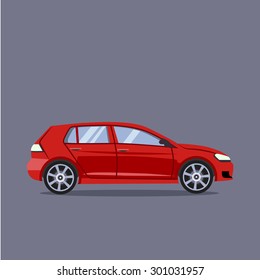 Vector red car flat style illustration concept