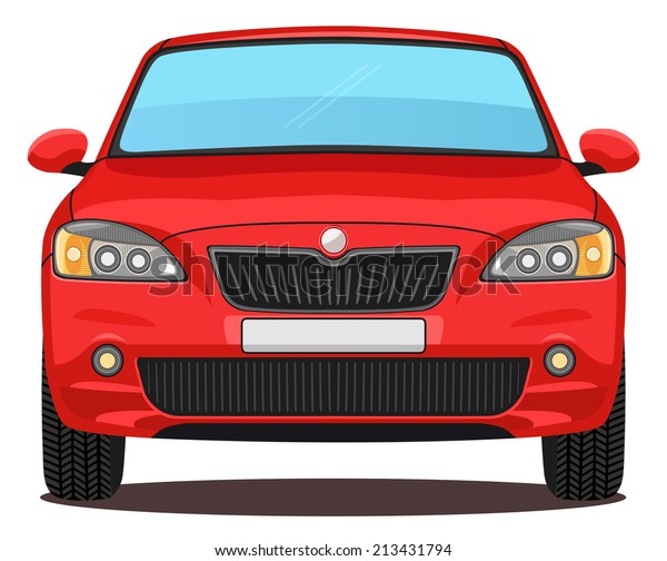 Vector Red Car Front View Stock Vector (Royalty Free) 213431794