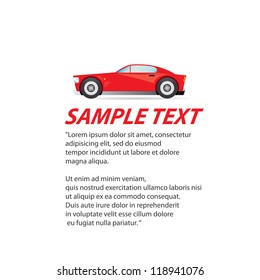 vector red car icon. fast red racing automobile. car brochure template.
