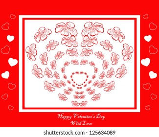 vector red card with flower heart