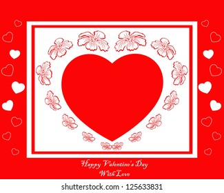vector red card with heart in flowers