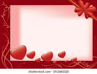 vector red card with hearts and flora 