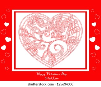 vector red card with pink heart