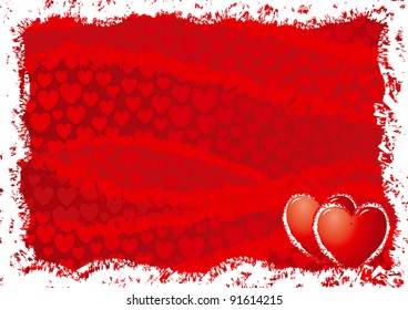 Vector red card's background for valentine's day with heards