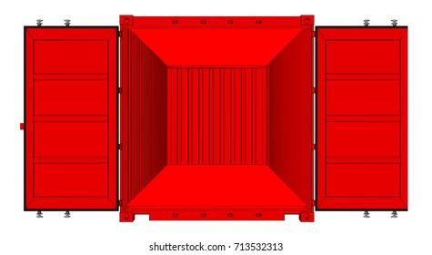 Vector of red cargo container. Transportation template. Vector rendering of 3d