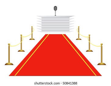 Vector red carpet to tribune on white background