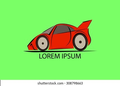 Vector red cartoon sport car