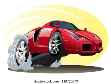 Vector red cartoon sportcar