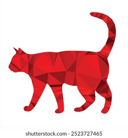 Vetor de Silueto de Gato Vermelho com baixa ilustração poli