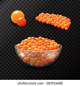 Vector red caviar on the transparent background