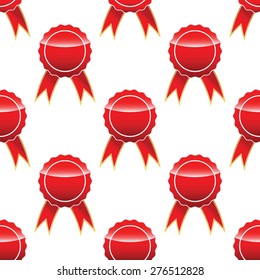 Vector red certificate seal repeated on white background
