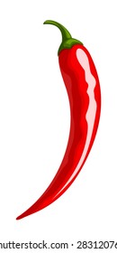 Vector red chili pepper isolated on a white background.