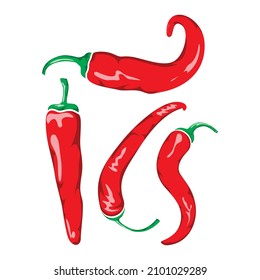 Vector red chilli on a white background, Ilustrator 10