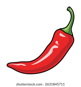 Vector red chilly. Hand drawn illustration