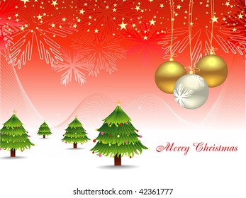 Vector Red Christmas Abstract With Xmas Tree