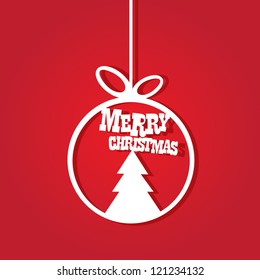 vector red christmas background. cut paper design . xmas card