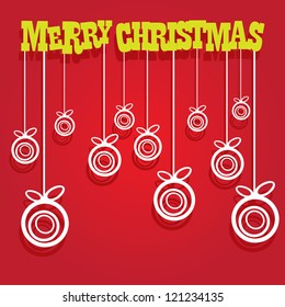 vector red christmas background. cut paper design . xmas card