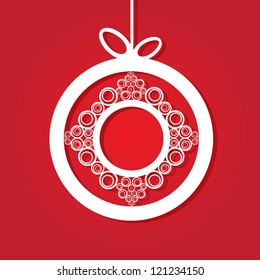vector red christmas background. cut paper design . xmas card