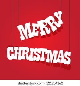 vector red christmas background. cut paper design . xmas card
