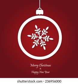 vector red christmas background. cut paper design. xmas card