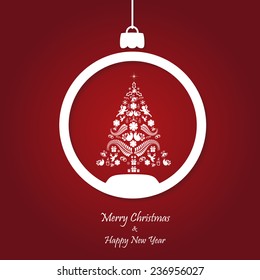 vector red christmas background. cut paper design. xmas card