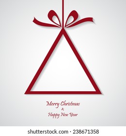 vector red christmas background. cut paper design. xmas card
