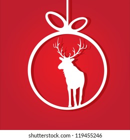vector red christmas background. vector christmas deer. christmas brochure. cut paper.