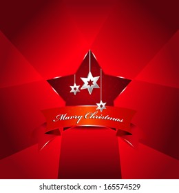 Vektorroter Weihnachtshintergrund mit Sternen für eine Einladung, Karte, Grüße oder Postkarten.