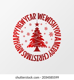 Vector of Red Christmas ball, Merry Christmas Typographic Poster. EPS 10 Vector.