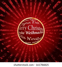 vector red Christmas ball with six languages