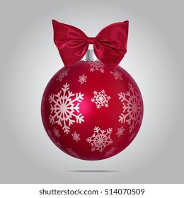 Vector Red Christmas Bauble With Silk Bow