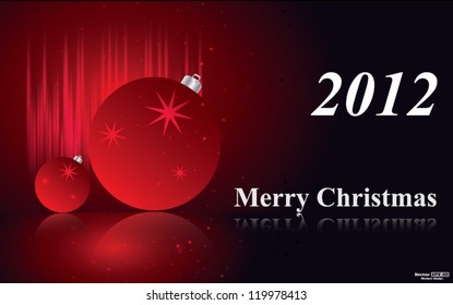 Vector red Christmas card with balls