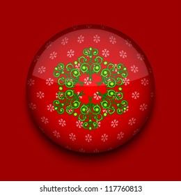 Vector red christmas icon on red background. Eps10