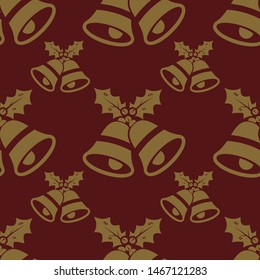 Vector red christmas jingle bell seamless pattern background