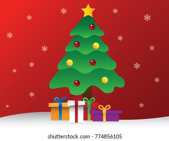 Vector of red christmas present box