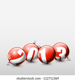 Vector red Christmas realistic baubles with the numbers of new year 2013