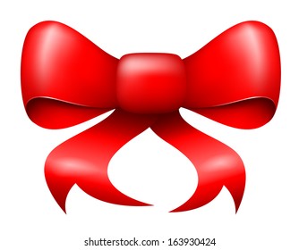 vector red christmas ribbon bow with light shadow